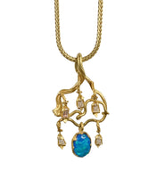Load image into Gallery viewer, CHANDELIER NECKLACE — BLACK OPAL AND DIAMONDS