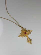 Load image into Gallery viewer, MALTESE CROSS NECKLACE — RUBY AND DIAMONDS