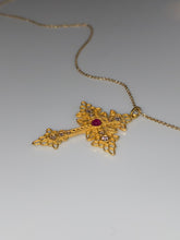 Load image into Gallery viewer, MALTESE CROSS NECKLACE — RUBY AND DIAMONDS