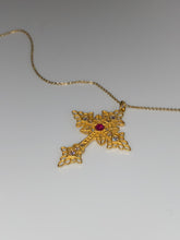 Load image into Gallery viewer, MALTESE CROSS NECKLACE — RUBY AND DIAMONDS