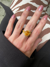 Load image into Gallery viewer, ENCHANTED FOREST RING — ORANGE SAPPHIRE AND DIAMONDS