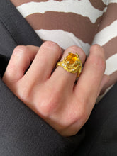 Load image into Gallery viewer, ENCHANTED FOREST RING — ORANGE SAPPHIRE AND DIAMONDS