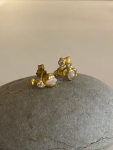 Load image into Gallery viewer, LIQUID STUD EARRINGS — OPAL AND DIAMONDS