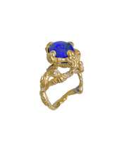Load image into Gallery viewer, AURA RING — BLACK OPAL AND DIAMONDS
