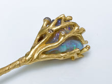 Load image into Gallery viewer, CORAL HAIRPIN — OPAL AND DIAMONDS