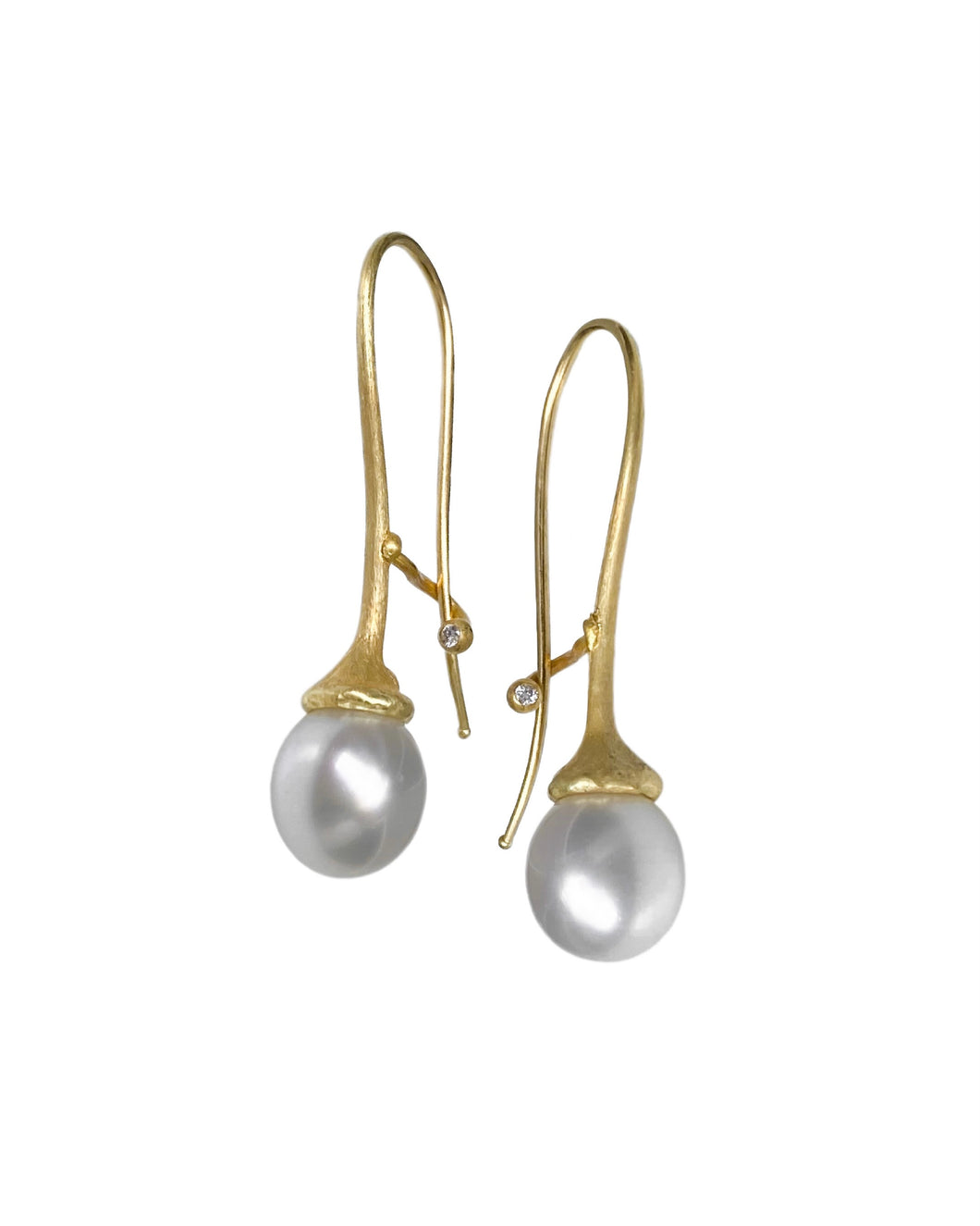 SNOWDROP EARRINGS — PEARLS AND DIAMONDS