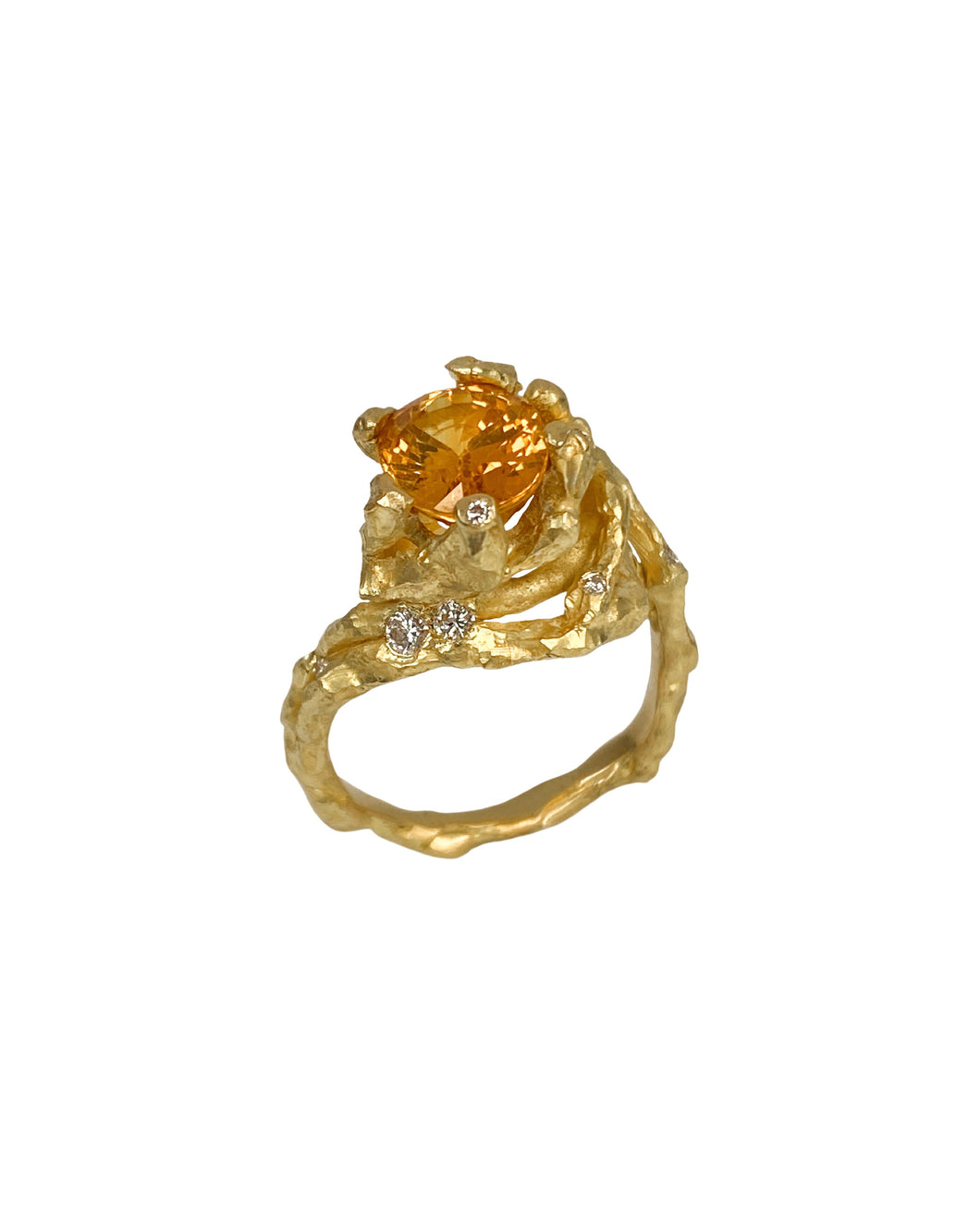 ENCHANTED FOREST RING — ORANGE SAPPHIRE AND DIAMONDS