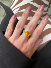 Load image into Gallery viewer, ENCHANTED FOREST RING — ORANGE SAPPHIRE AND DIAMONDS
