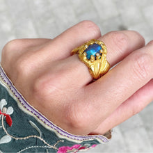 Load image into Gallery viewer, SACRE COEUR RING — BLACK OPAL, EMERALD AND DIAMONDS
